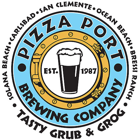Pizza Port Brewing Company Pizza menu logo, Ocean beach CA